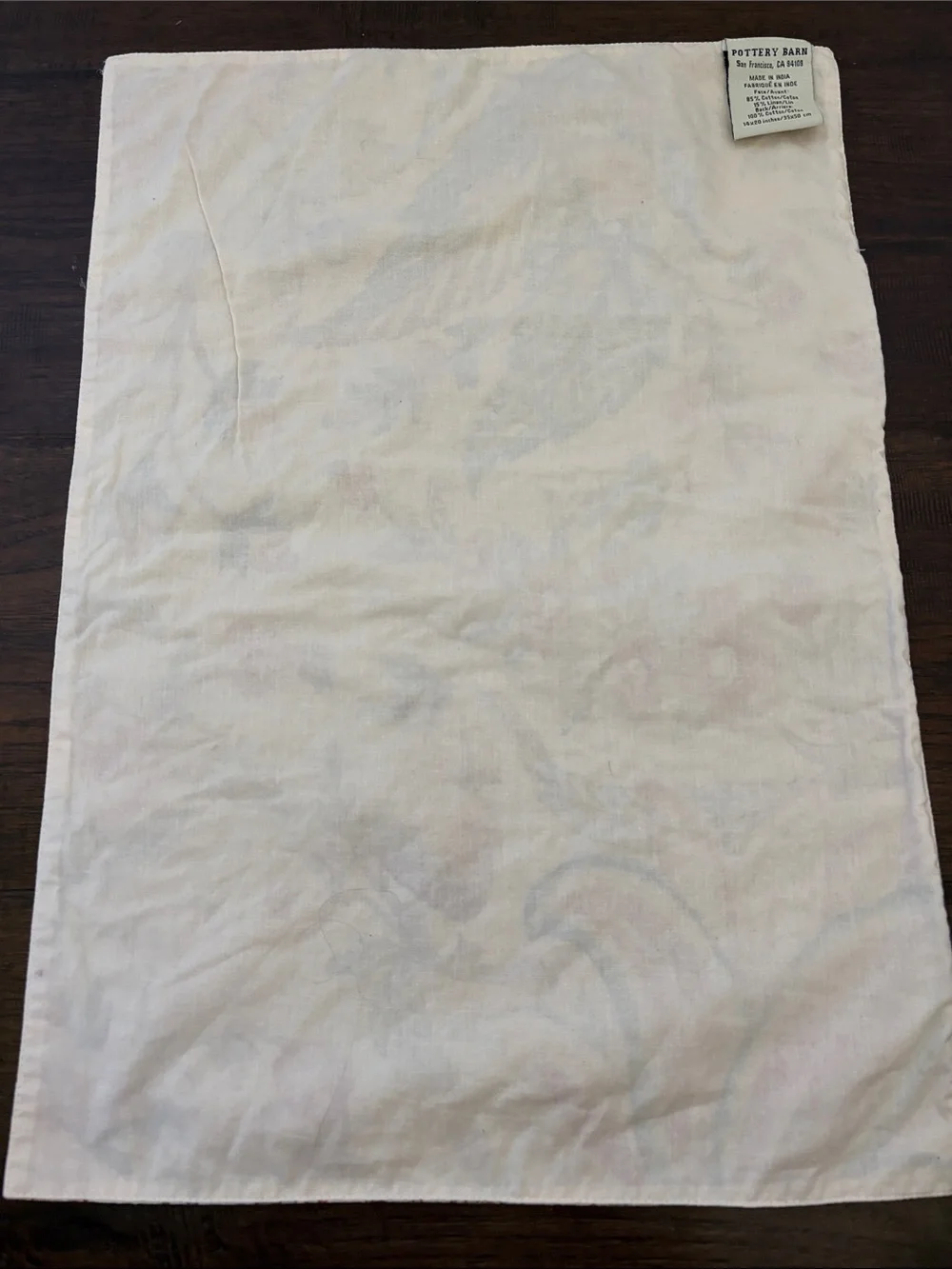 Pottery Barn Floral Butterfly Cream Blue Placemats (5) Summer Table Cotton Linen